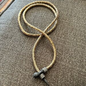 WHITING & DAVIS Vintage Gold & Black Snake Necklace or Belt